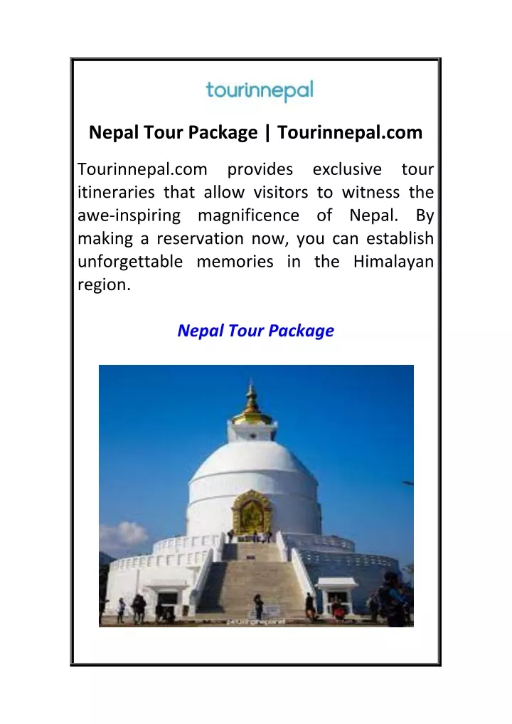 nepal tour package tourinnepal com