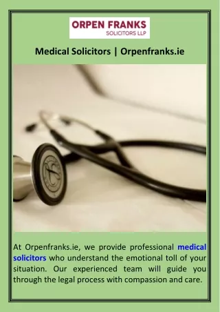 Medical Solicitors  Orpenfranks.ie