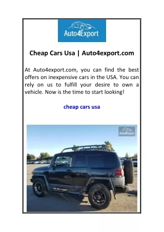 Cheap Cars Usa | Auto4export.com