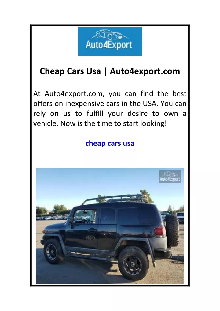 cheap cars usa auto4export com