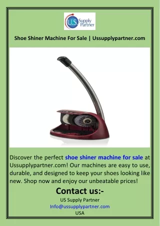 Shoe Shiner Machine For Sale  Ussupplypartner.com