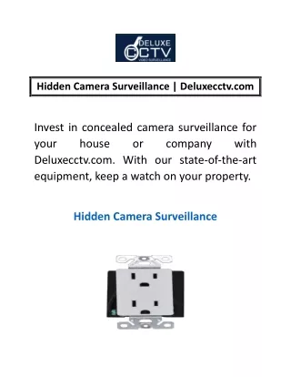 Hidden Camera Surveillance | Deluxecctv.com
