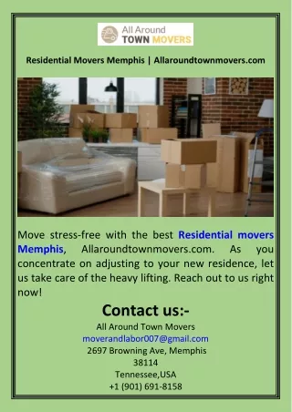 Residential Movers Memphis  Allaroundtownmovers.com