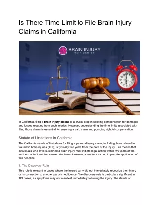 Is There Time Limit to File Brain Injury Claims in California