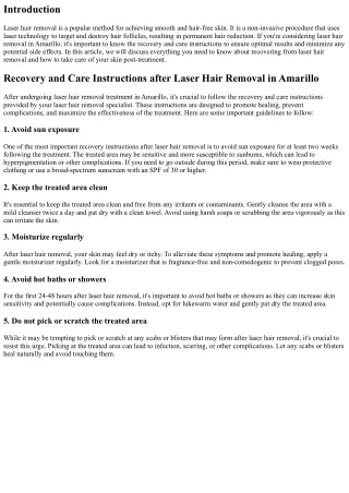 Recovery and Care Instructions after Laser Hair Removal in Amarillo