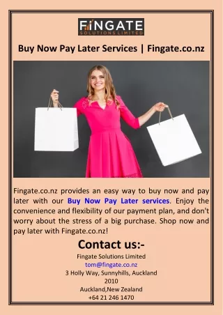 Buy Now Pay Later Services  Fingate.co.nz