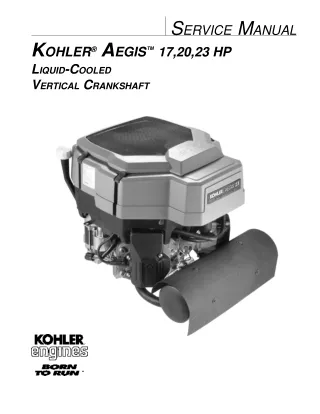Kohler Aegis 17HP Liquid Cooled Vertical Crankshaft Service Repair Manual