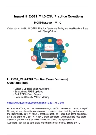 Huawei H12-891_V1.0-ENU Practice Questions - Top Reason to Get Success