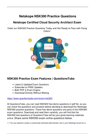 Latest Netskope NSK300 Practice Questions - The Top Reason to Get Success