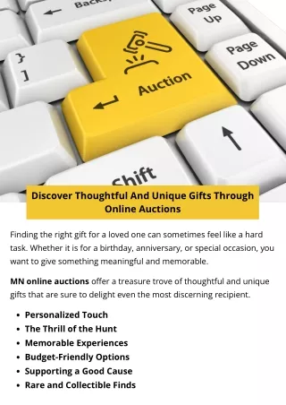 Discover Thoughtful And Unique Gifts Through Online Auctions