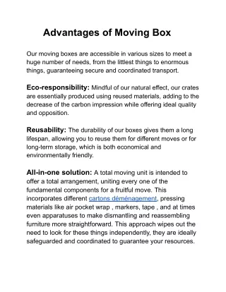 Advantages of Moving Box