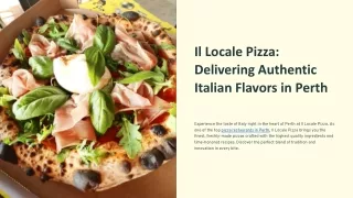 Il Locale Pizza Delivering Authentic Italian Flavors in Perth