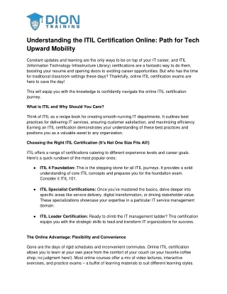 Understanding the ITIL Certification Online Path for Tech Upward Mobility