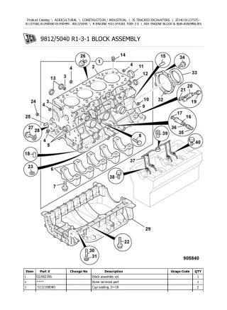 JCB JZ140 Tracked Excavator Parts Catalogue Manual Instant Download (SN 01137575-01137582, 01390000-01390499)
