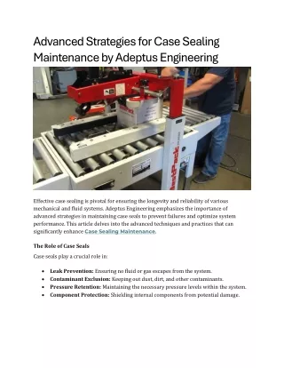 Advanced Strategies for Case Sealing Maintenance by Adeptus Engineering