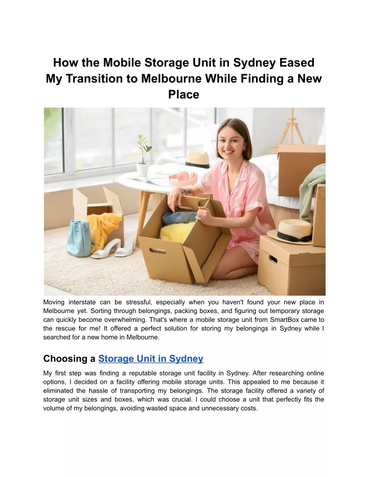 how the mobile storage unit in sydney eased