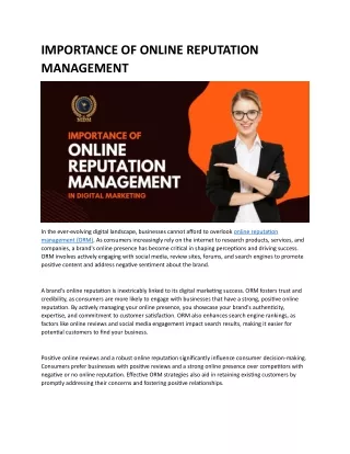 Importance of Online Reputation Management in Digital Marketing