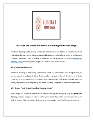Pendulum Dowsing Course in Delhi by Preeti Singh at Kubera1