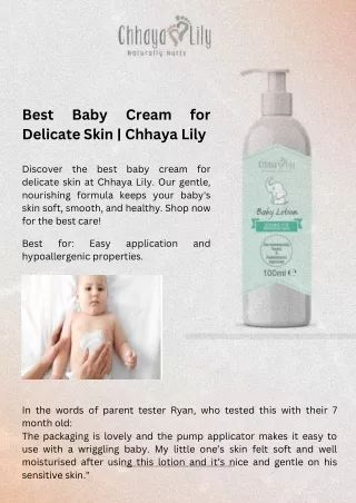 Best Baby Cream for Delicate Skin | Chhaya Lily