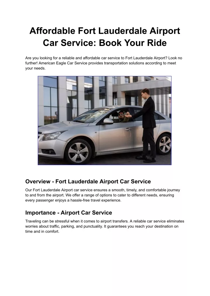 affordable fort lauderdale airport car service