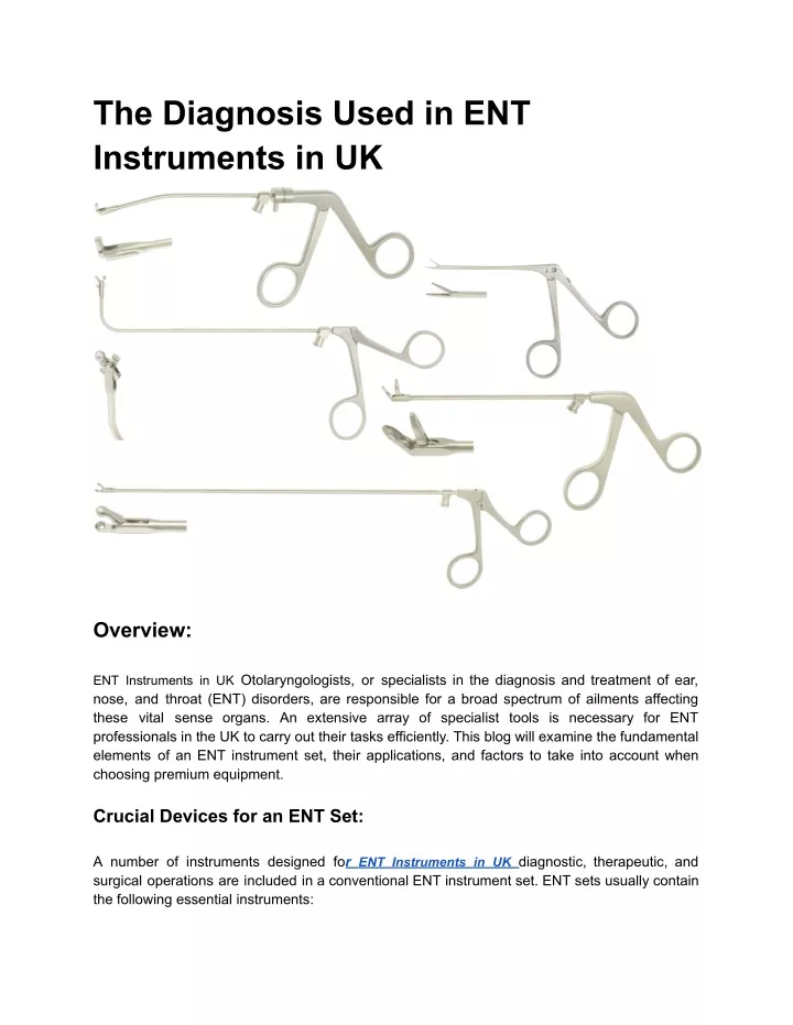 the diagnosis used in ent instruments in uk