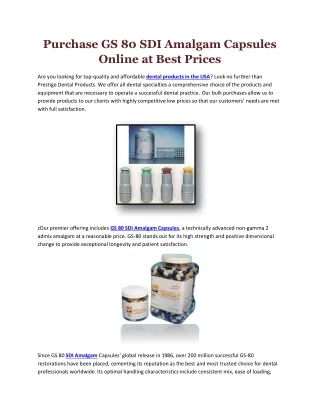 Purchase GS 80 SDI Amalgam Capsules Online at Best Prices