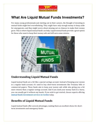 What Are Liquid Mutual Funds Investments