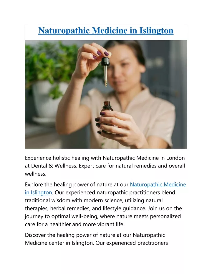 naturopathic medicine in islington