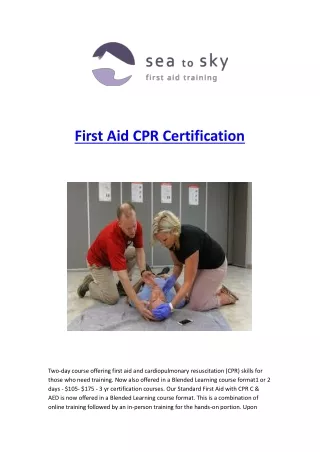First Aid CPR Certification