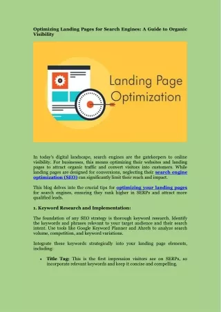 Effective Landing Page Optimization for Search Engines Step-by-Step: Optimizing