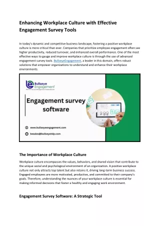 Enhancing Workplace Culture with Effective Engagement Survey Tools