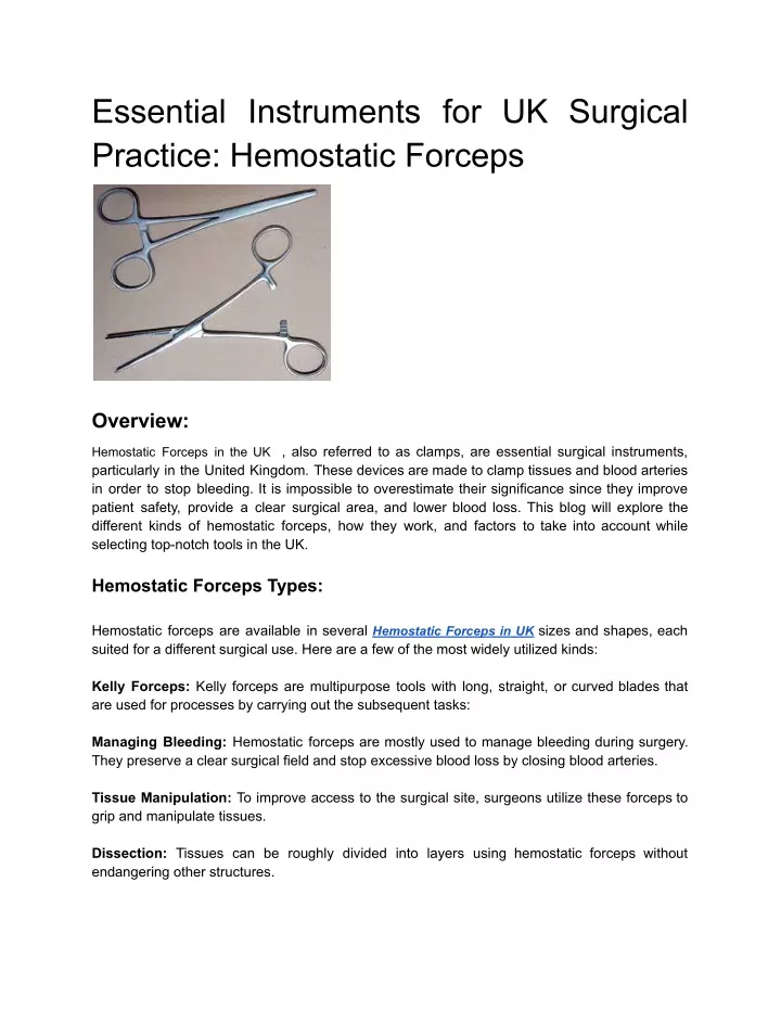 essential instruments for uk surgical practice