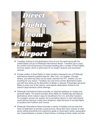 direct flights from pitsburgh airport