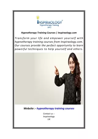 Hypnotherapy Training Courses  Inspiraology.com