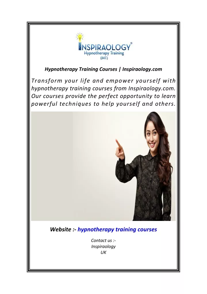 hypnotherapy training courses inspiraology com