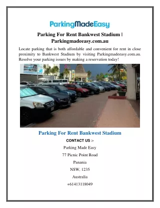 Parking For Rent Bankwest Stadium  Parkingmadeeasy.com