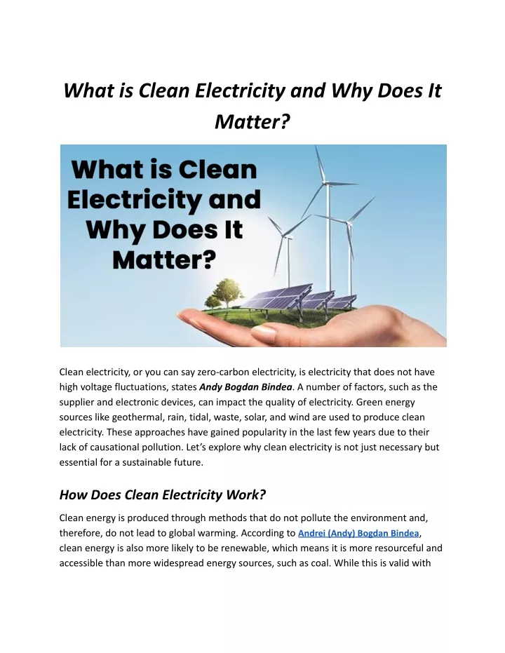 what is clean electricity and why does it matter