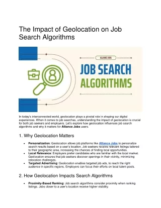 The Impact of Geolocation on Job Search Algorithms