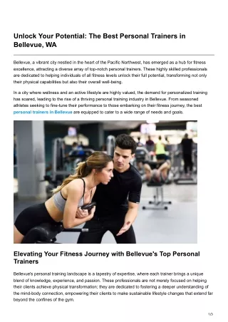 Unlock Your Potential The Best Personal Trainers in Bellevue WA