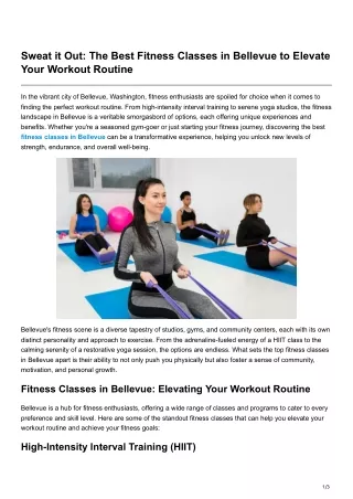 Sweat it Out The Best Fitness Classes in Bellevue to Elevate Your Workout Routine