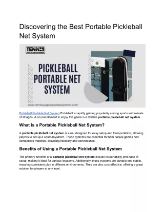 Discovering the Best Portable Pickleball Net System