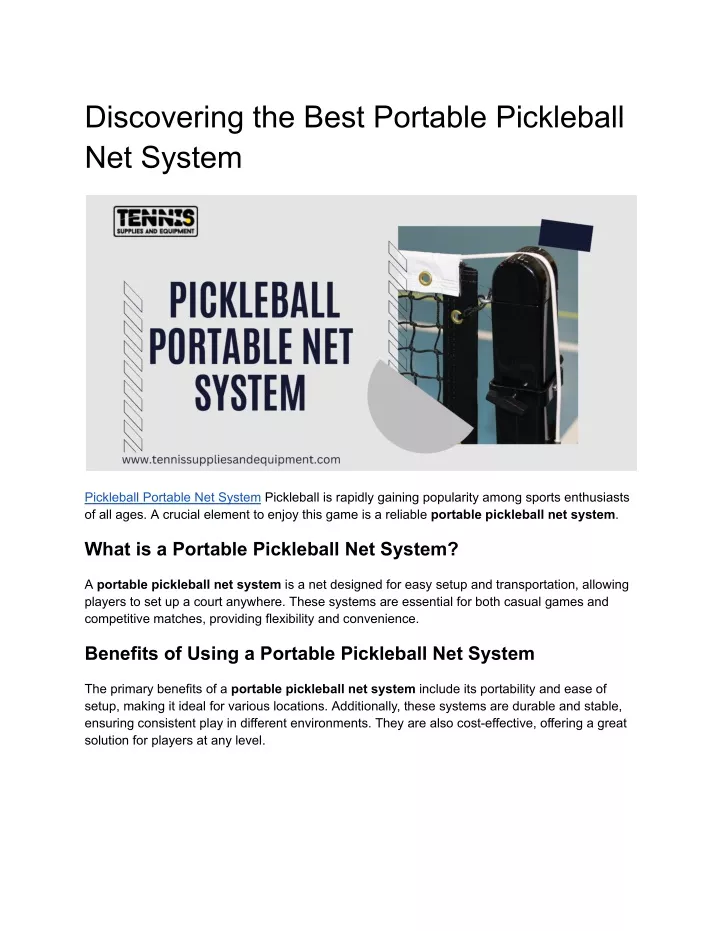 discovering the best portable pickleball