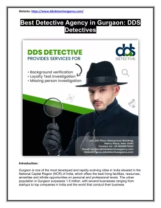 Detective Agency in Gurgaon - DDS Detectives