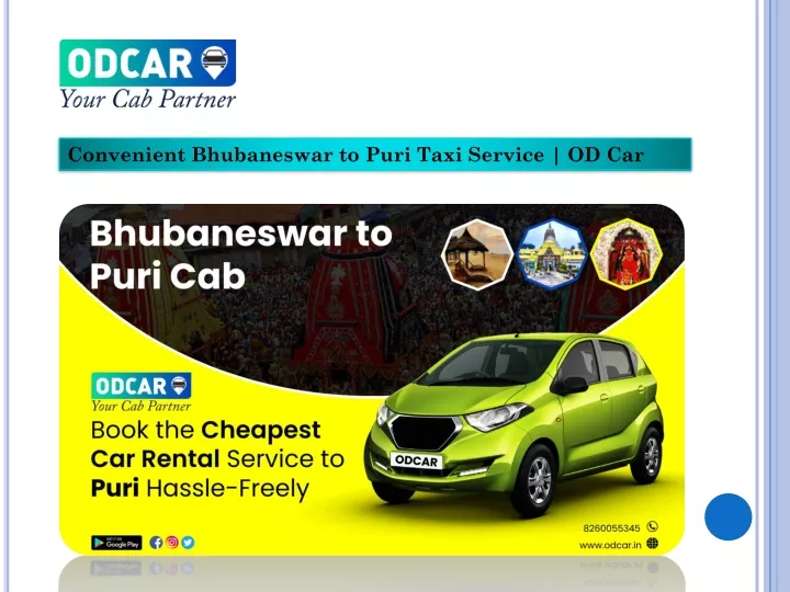 convenient bhubaneswar to puri taxi service od car