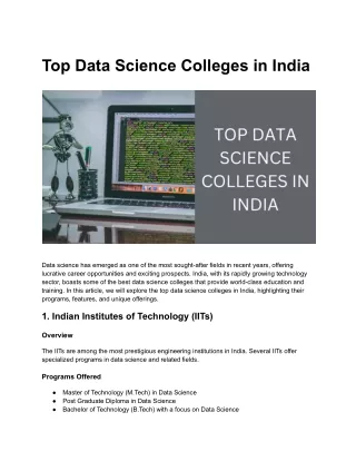 Top Data Science Colleges in India