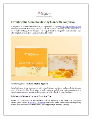 Unveiling the Secret to Glowing Skin with Body Soap