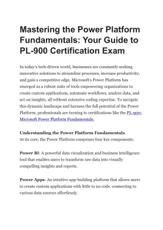 PL-900 Certification Exam: Power Platform Fundamentals