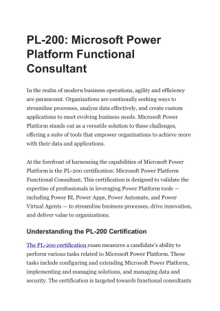 PL-200: Microsoft Power Platform Functional Consultant