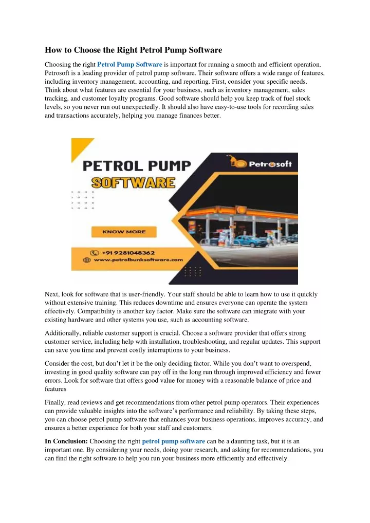 how to choose the right petrol pump software