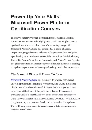 Microsoft Power Platform Certification Courses